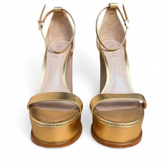 SCHUTZ Gold Platform Heels - Picture 4 of 6